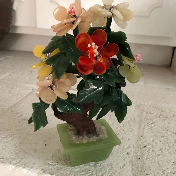 Vintage Chinese Jade Flowered Plant - Picture 1 of 6